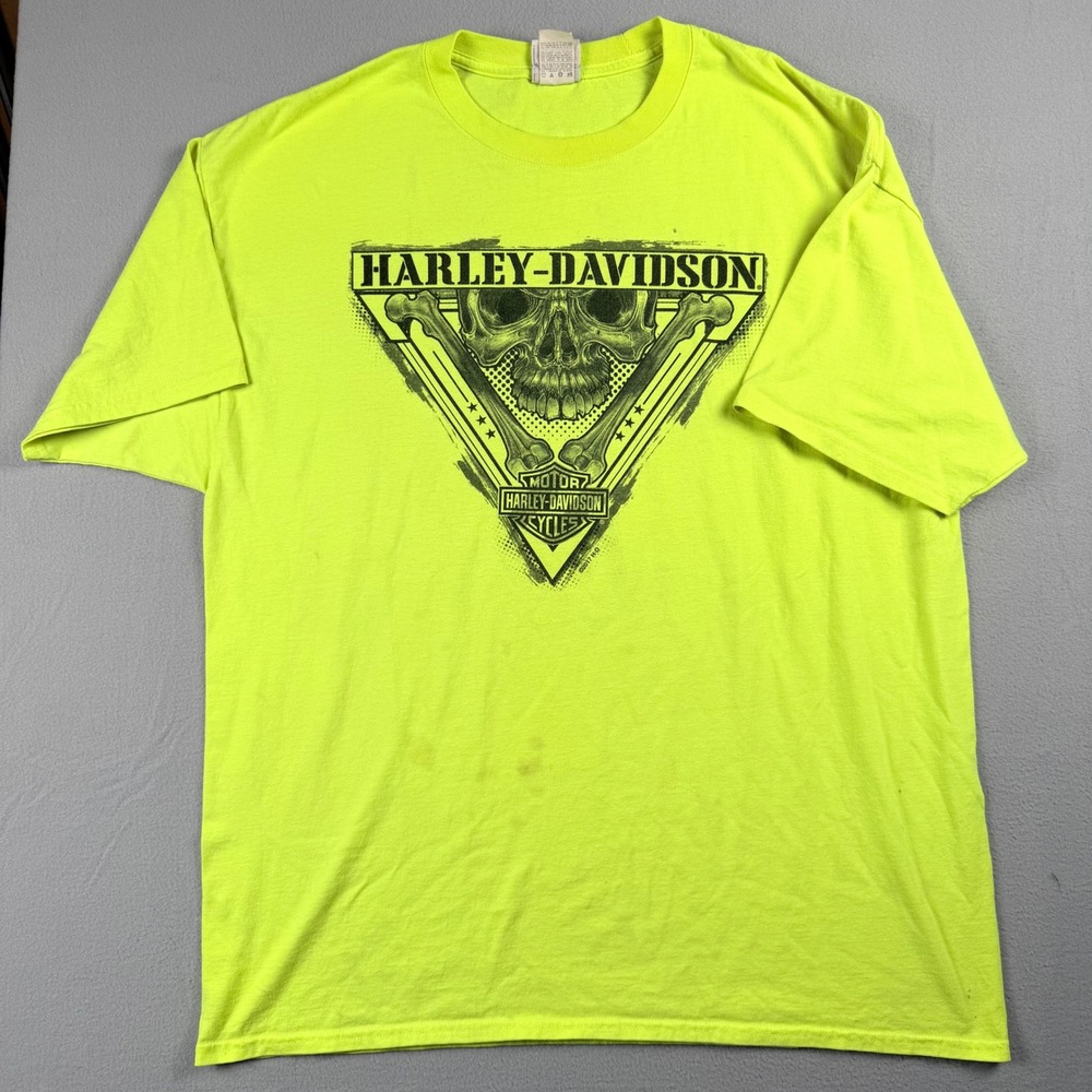 Harley-Davidson Thunder Mountain Colorado Skull Graphic Tee Neon Yellow XXL